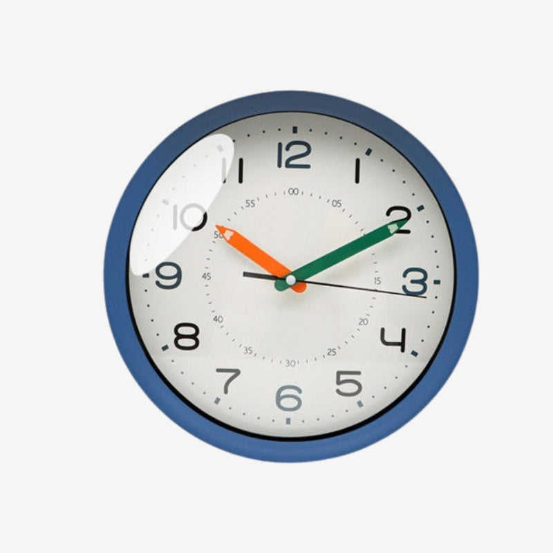 Moktan Sabai Nordic Round Wall Clock – Minimalist Clear Number Design Blue