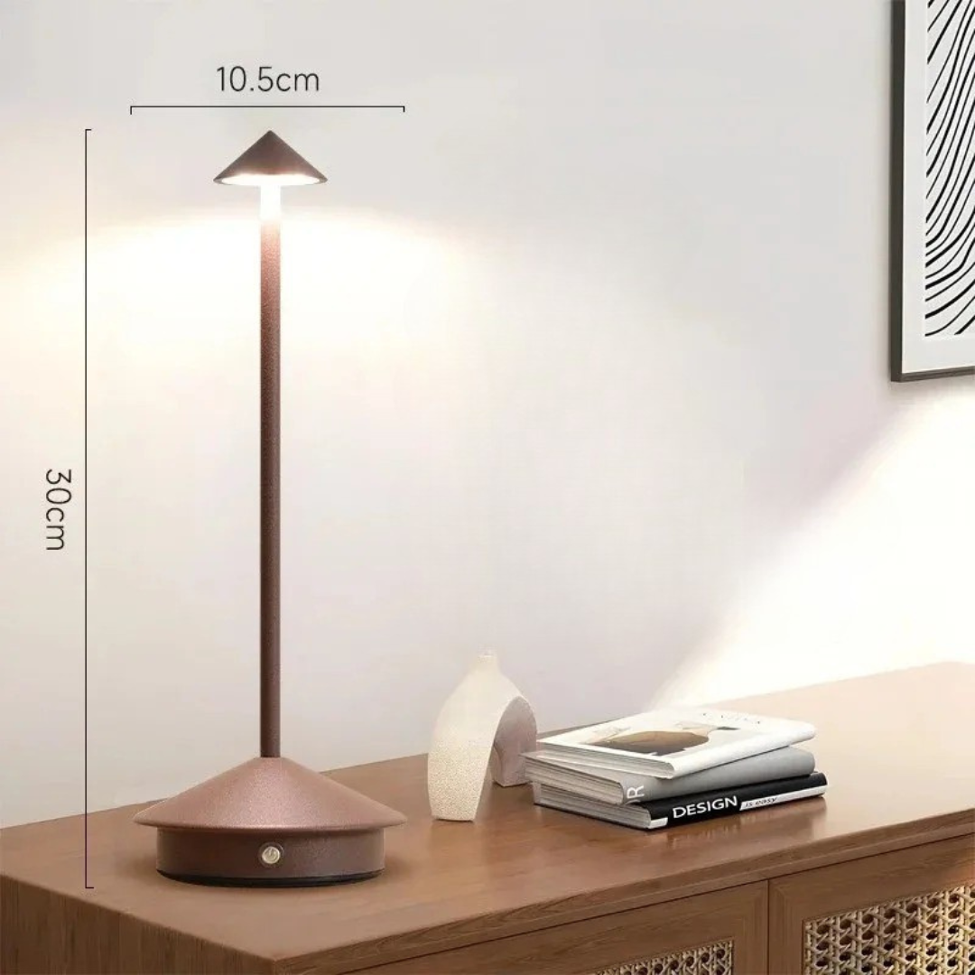 Moktan Sabai Aluminium LED Table Lamp with Touch Dimming | Rechargeable Cordless Lighting Brown
