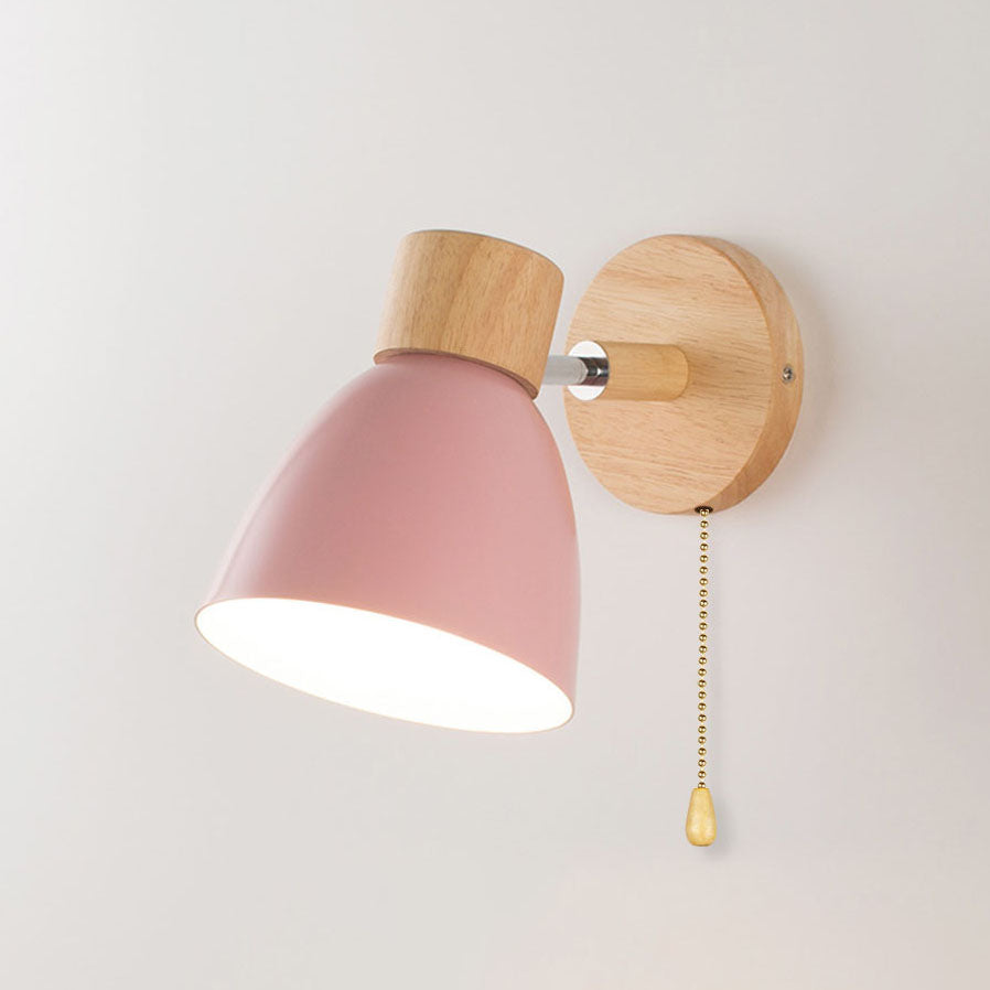 Moktan Sabai Modern Minimalist Wooden Cone Wall Sconce LED E27 Wall Light Pink