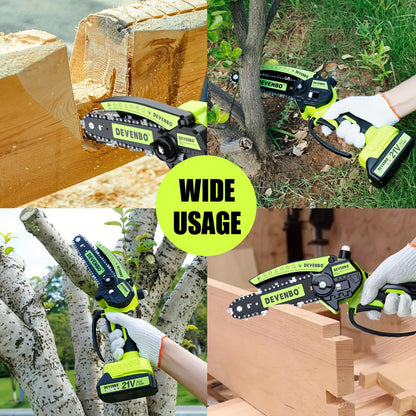 Mini Chainsaw Cordless 6-inch – Handheld Electric Saw for Tree & Wood Cutting Moktan Sabai