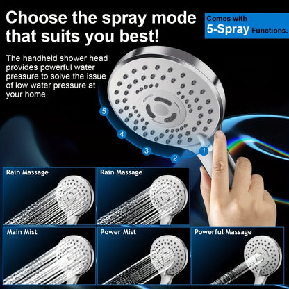 8 Rainfall Shower Head Combo – High Pressure, Handheld, 5 Settings, Extension Arm - Moktan Sabai