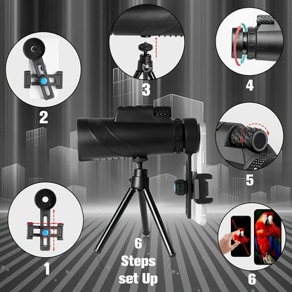 10x42 Monocular Telescope for Adults, HD Portable Scope for Bird Watching & Hiking