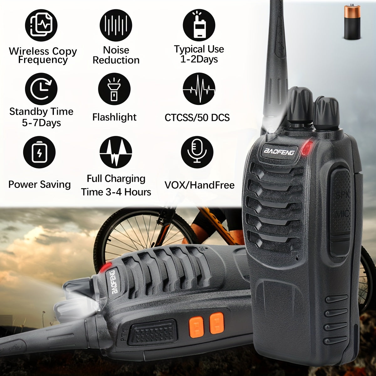 Moktan Sabai Long Range Walkie Talkies for Adults, Rechargeable 2-Way Radios with Earpieces