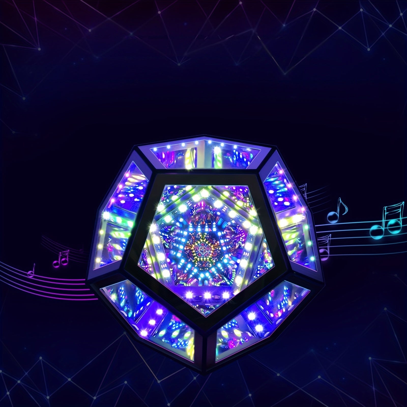 Moktan Sabai Infinity Mirror Light RGB Dodecahedron Lamp for Gaming Room & Desk Decor