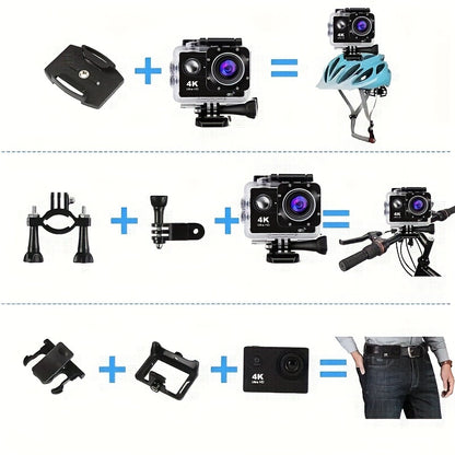 4K Action Camera with 32GB Card – WiFi, 170° Wide Lens, Remote, Helmet Mount
