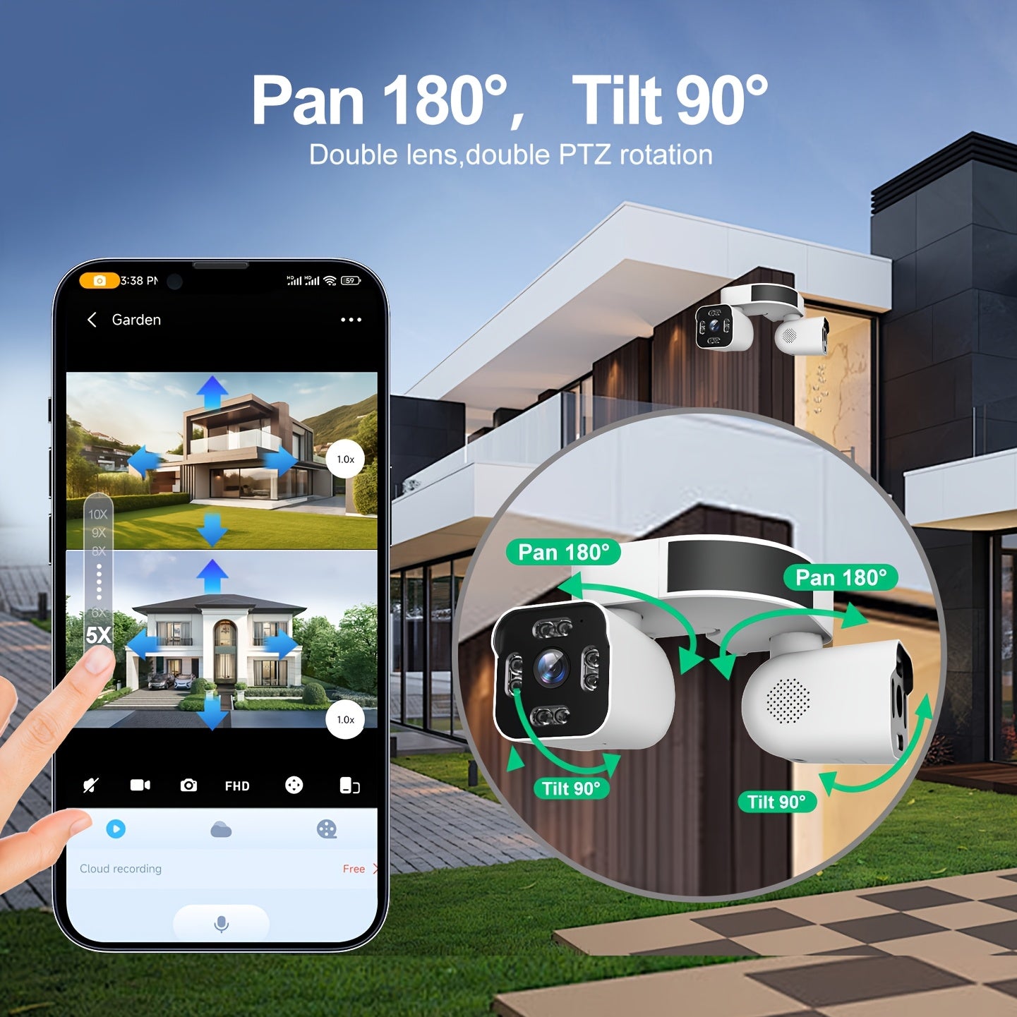 Dual Lens WiFi PTZ Camera – Outdoor Security, Night Vision, Motion, 2-Way Audio Moktan Sabai