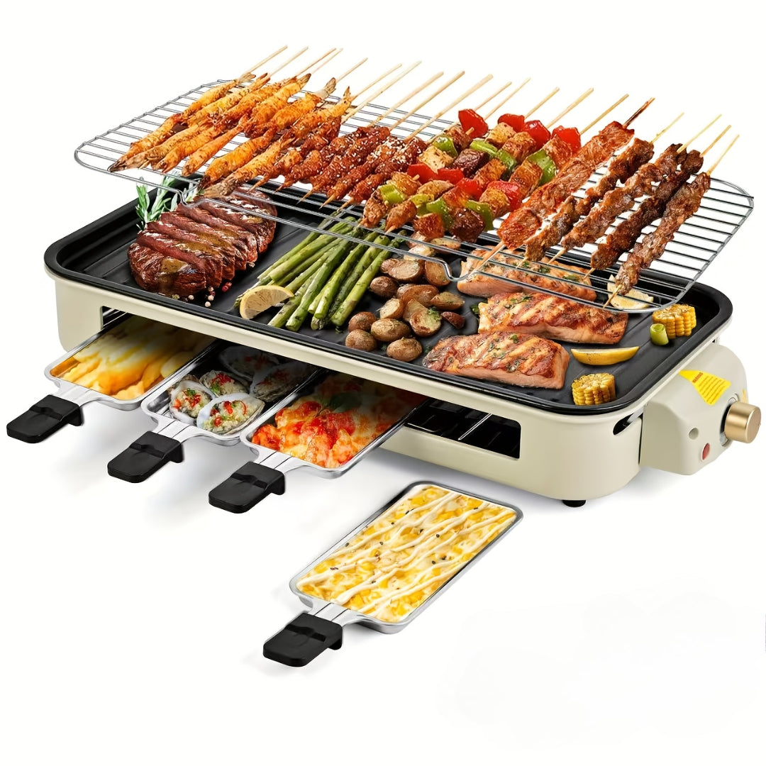 1500W Smokeless Indoor Grill with Hot Pot – Non-Stick Griddle, Temp Control, BBQ