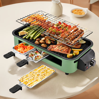 1500W Smokeless Indoor Grill with Hot Pot – Non-Stick Griddle, Temp Control, BBQ