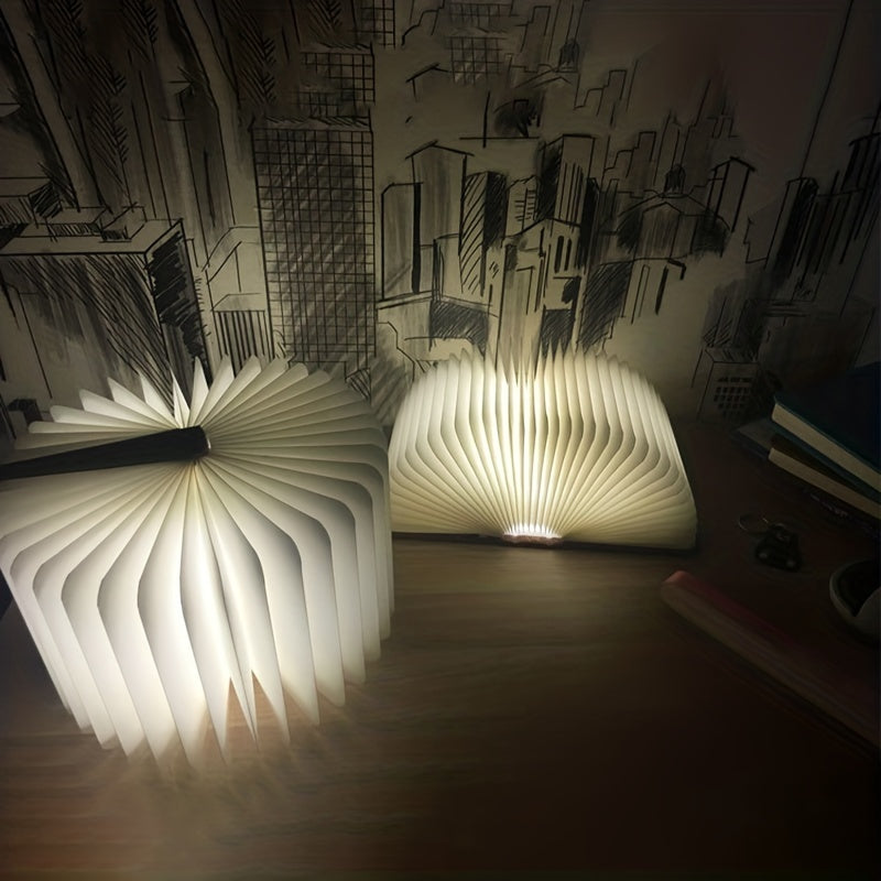 Moktan Sabai Folding Book Lamp – Rechargeable LED Bedside Light, 3-Color Portable Night Light