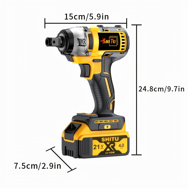 21V Cordless Impact Wrench Drill – Brushless, 4000mAh, Kit w/ Case & Sockets