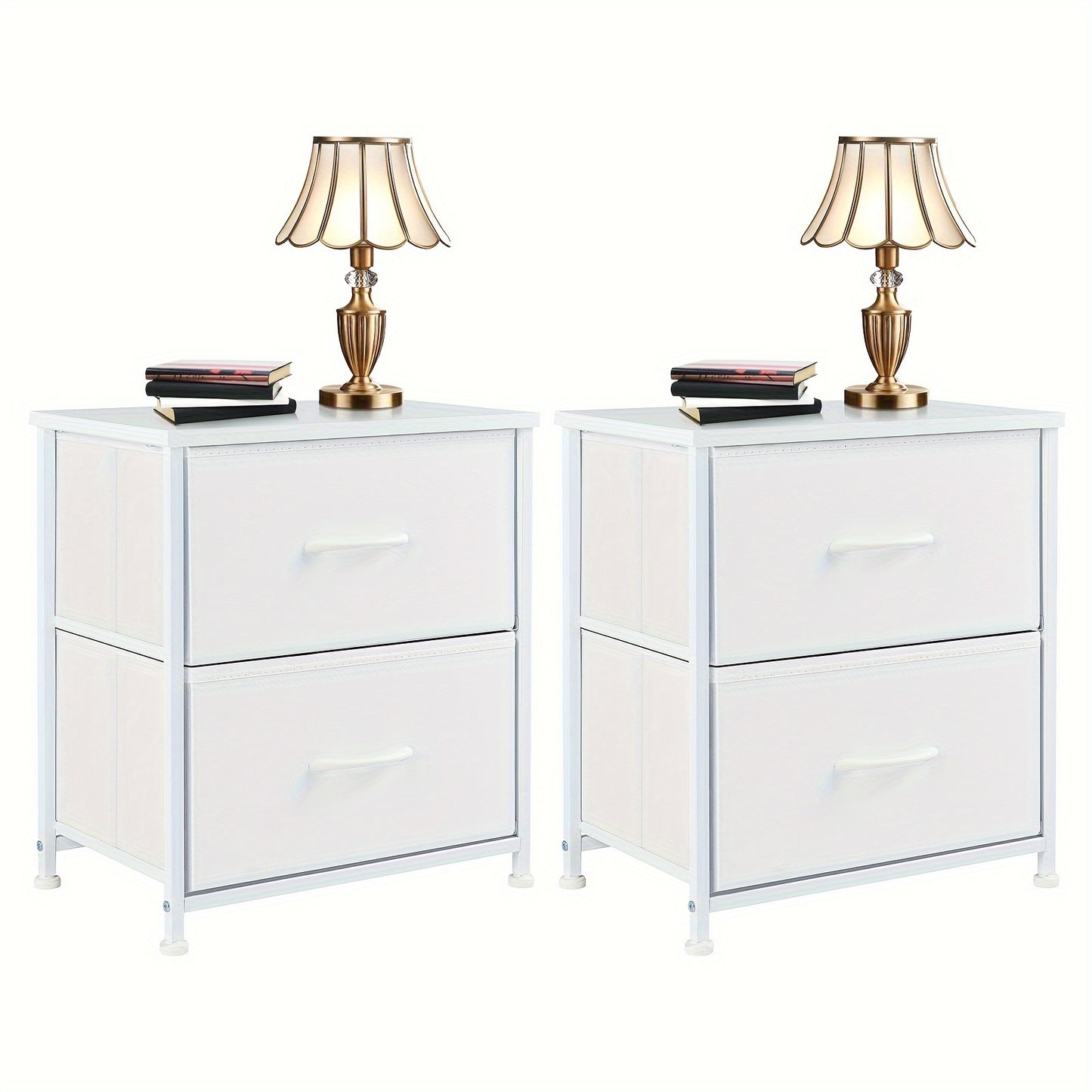 Set of 2 Nightstands with Drawers, Small End Tables with Storage for Bedroom & Office