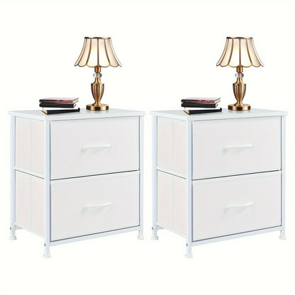 Set of 2 Nightstands with Drawers, Small End Tables with Storage for Bedroom & Office