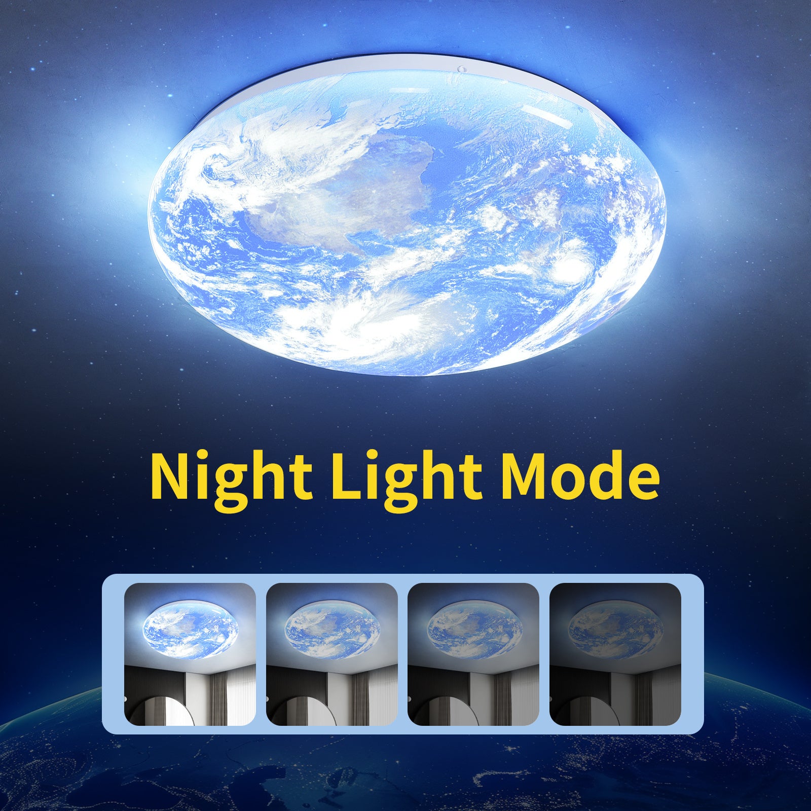 Moktan Sabai Modern LED Flush Ceiling Light Earth Globe 3CCT Daylight White Smart Control