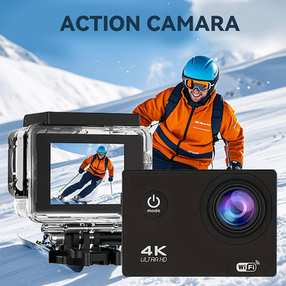 4K Action Camera with 32GB Card – WiFi, 170° Wide Lens, Remote, Helmet Mount