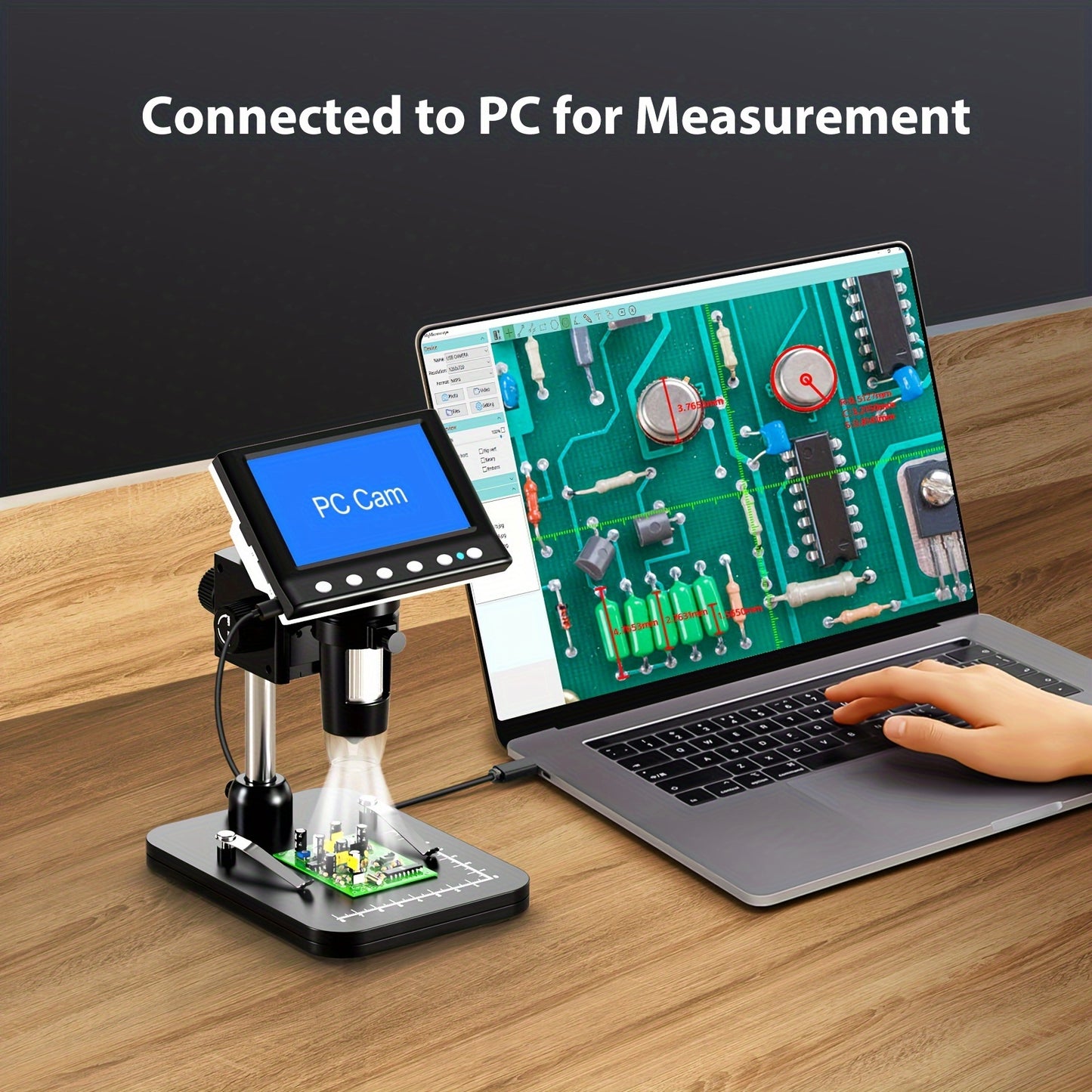 4.3" LCD Digital Microscope 1000X with Screen, USB, LED, for Coins & Windows PC