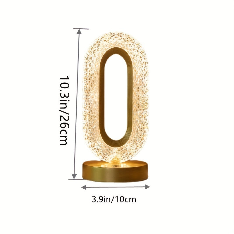 Oval Crystal Table Lamp – USB Charging Luxury Night Light for Bedroom & Office Decor