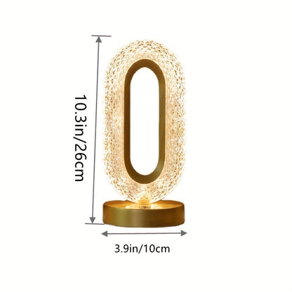 Oval Crystal Table Lamp – USB Charging Luxury Night Light for Bedroom & Office Decor