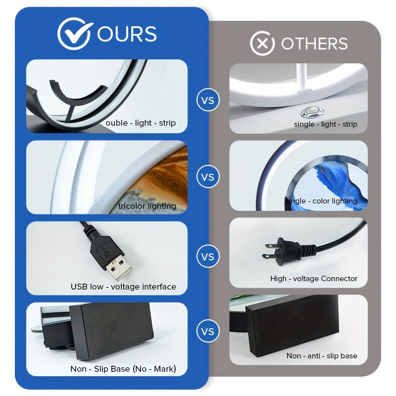 Sandscape Hourglass Table Lamp – Moving Sand Art LED Gift Light for Decor