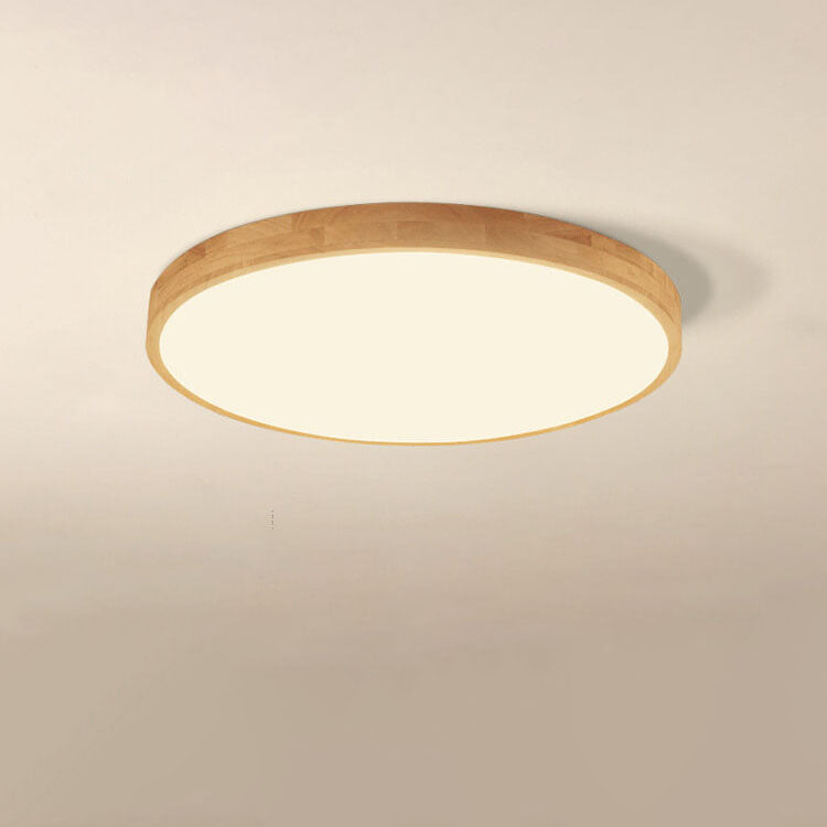Moktan Sabai Nordic Solid Wood Round Ultra Thin LED Flush Mount Ceiling Light 18W