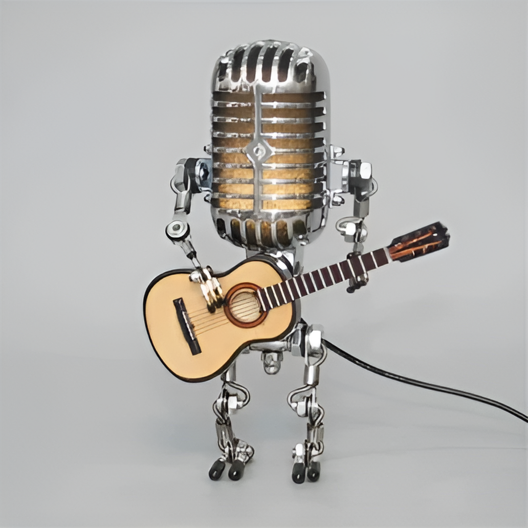 Moktan Sabai Robot LED Table Lamp Gold Guitar
