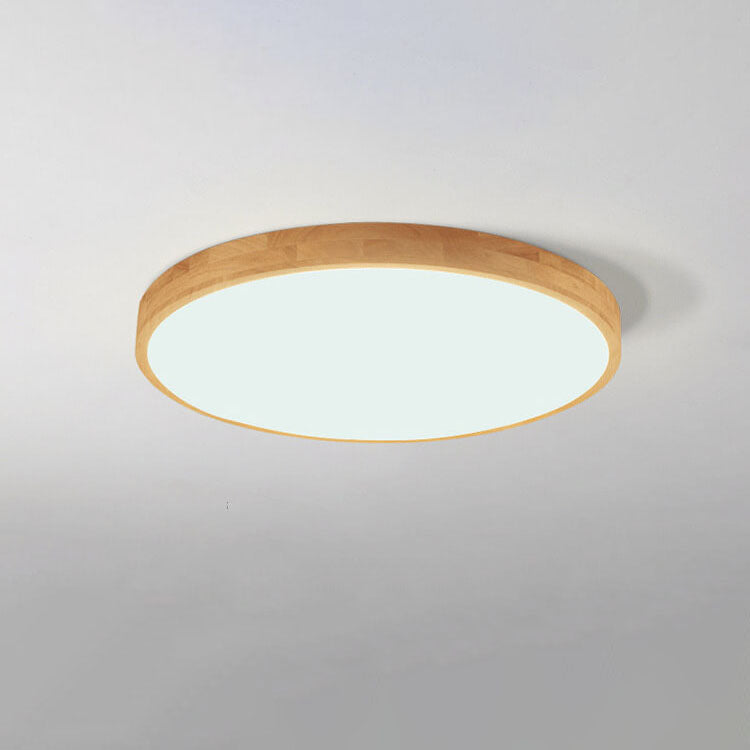 Moktan Sabai Nordic Solid Wood Round Ultra Thin LED Flush Mount Ceiling Light 18W