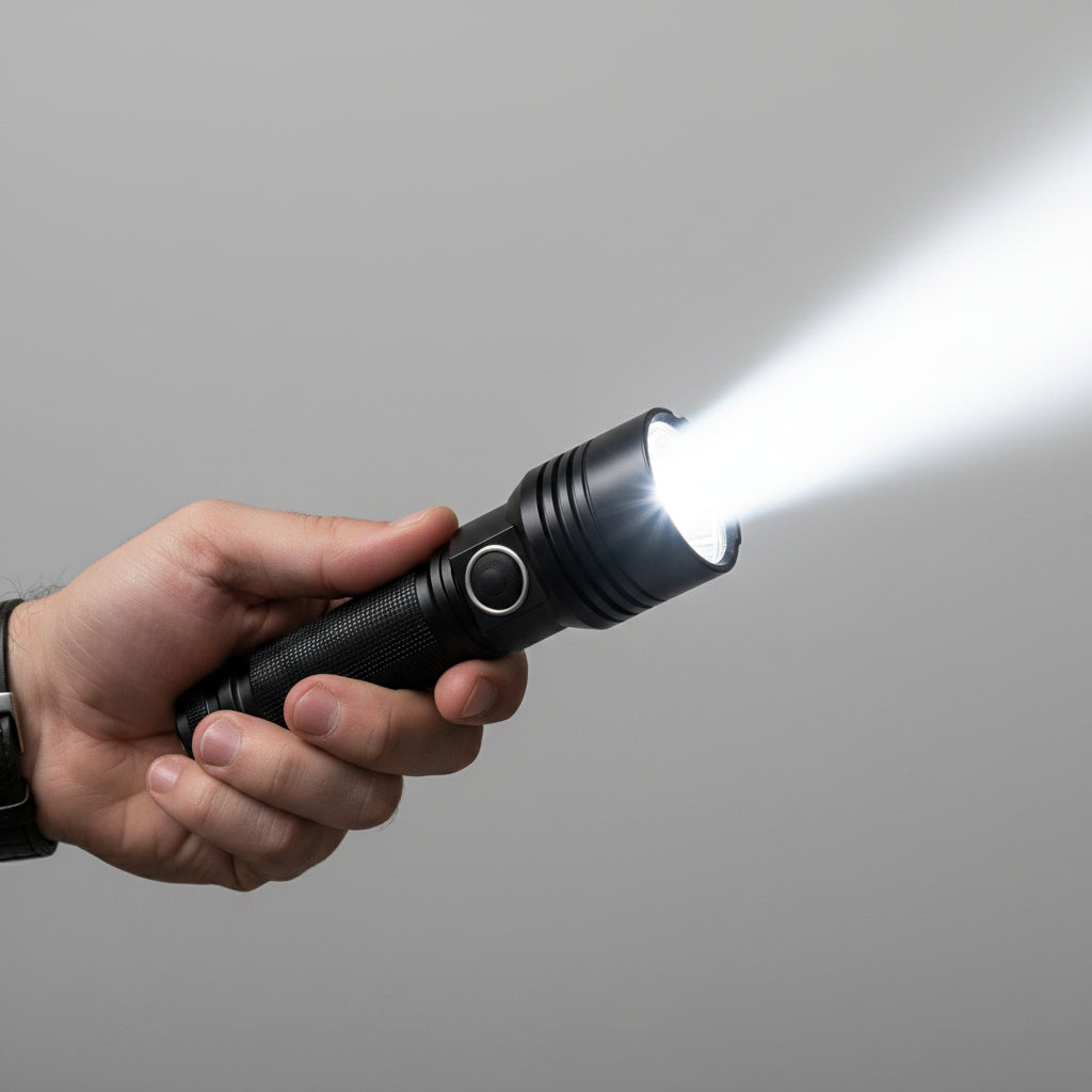 Moktan Sabai Rechargeable LED Flashlight | High Lumen Zoomable Torch with LCD Power Display