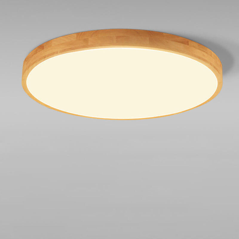 Moktan Sabai Nordic Solid Wood Round Ultra Thin LED Flush Mount Ceiling Light 18W