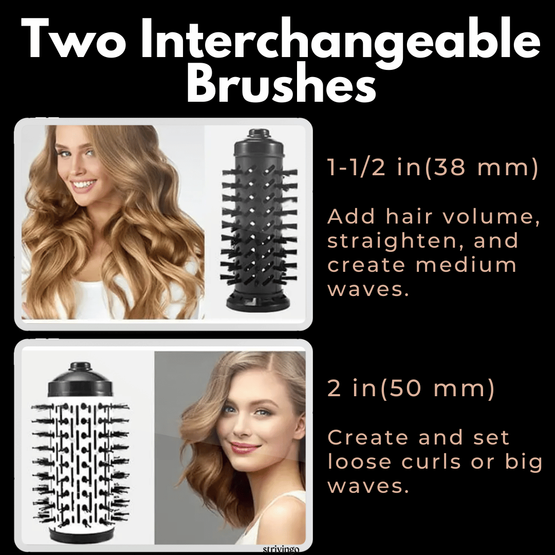 Moktan Sabai Ionic Rotating Hot Air Brush Hair Styler Dryer with 2 Brush Heads