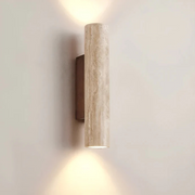 Moktan Sabai Modern Travertine Marble Cylinder LED Wall Sconce Warm White 23cm