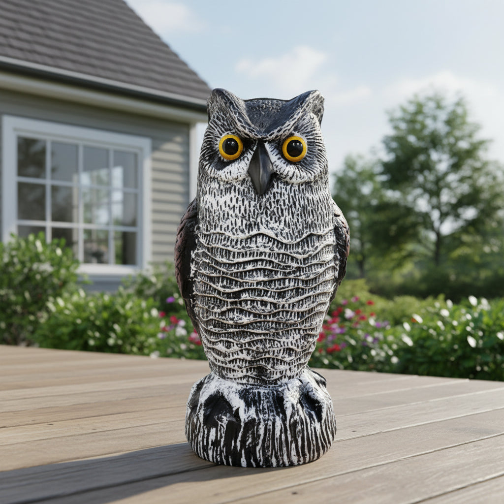 Moktan Sabai Owl Bird Repellent Decoy Set of 2 Realistic Garden Pest Deterrent