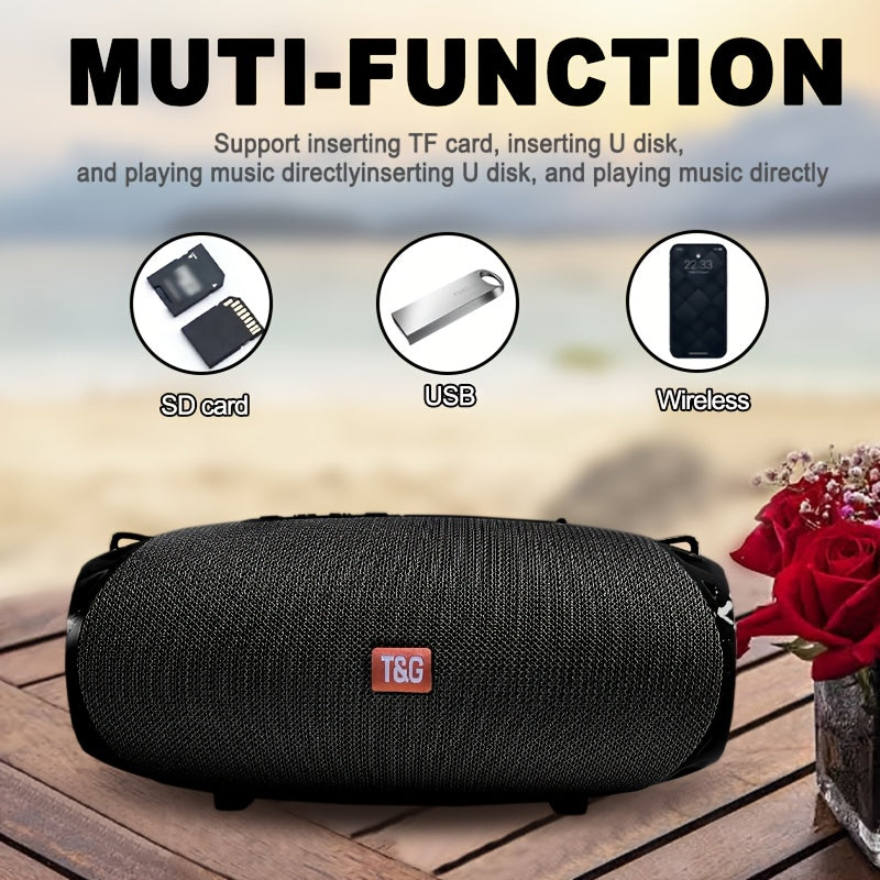 Portable Bluetooth Speaker with TWS Stereo, FM, USB/TF Card, Mic, Hi-Res Audio