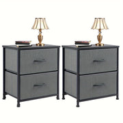 Moktan Sabai Set of 2 Nightstands with Drawers, Small End Tables with Storage for Bedroom & Office 2P Gray
