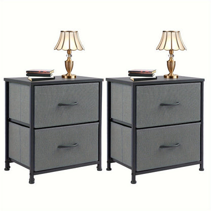Set of 2 Nightstands with Drawers, Small End Tables with Storage for Bedroom & Office