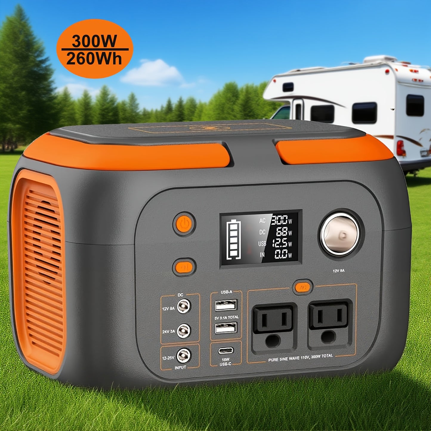300W Solar Generator Portable Power Station for Camping, Travel & Home Use