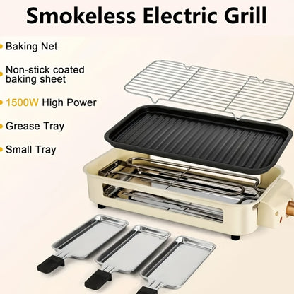 1500W Smokeless Indoor Grill with Hot Pot – Non-Stick Griddle, Temp Control, BBQ