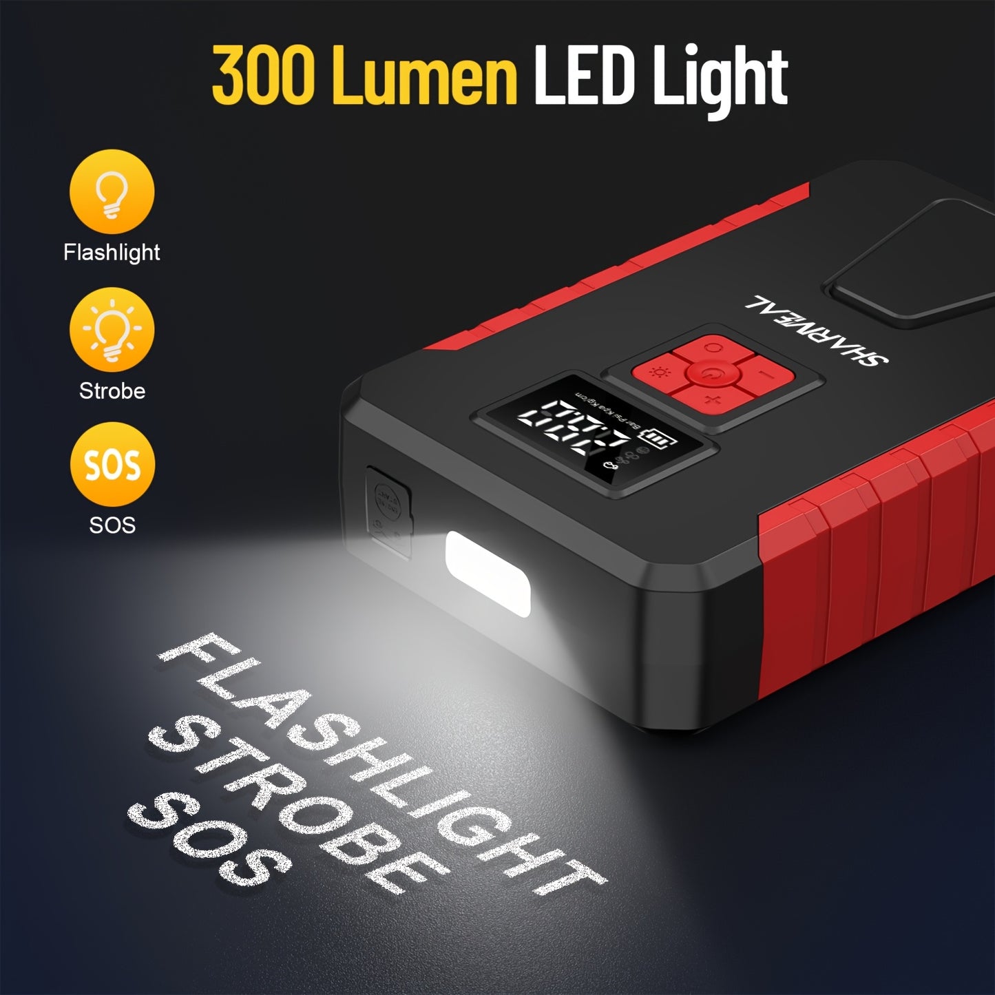 500A 12V Jump Starter with Air Compressor – Power Bank, Tire Inflator, USB-C, LED