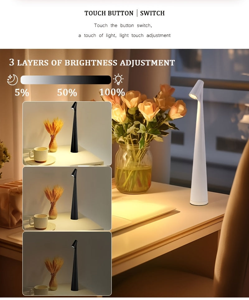 Moktan Sabai Rechargeable Touch LED Table Lamp – 3 Color Dimmable Light for Reading & Bedroom