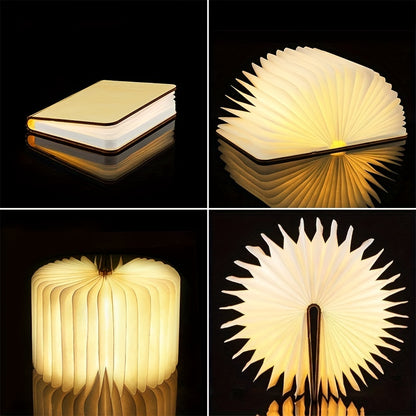 Moktan Sabai Folding Book Lamp – Rechargeable LED Bedside Light, 3-Color Portable Night Light