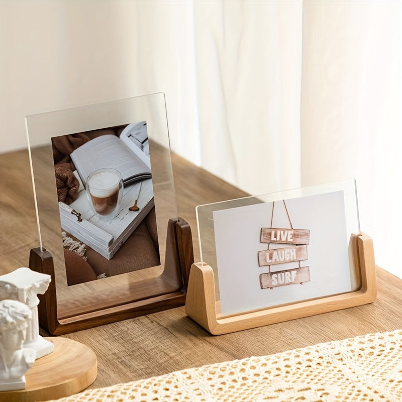 Moktan Sabai 6 Inch Acrylic Photo Frame U Shaped Wood Desktop Picture Frame