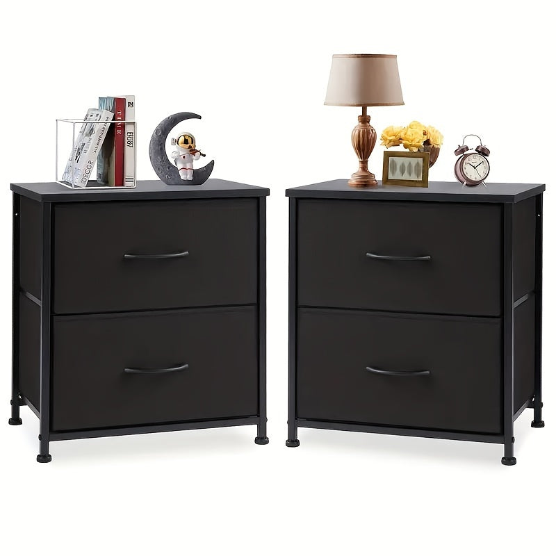 Set of 2 Nightstands with Drawers, Small End Tables with Storage for Bedroom & Office
