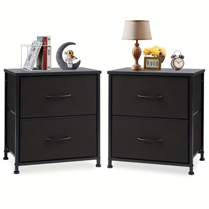 Set of 2 Nightstands with Drawers, Small End Tables with Storage for Bedroom & Office