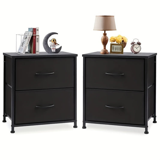 Set of 2 Nightstands with Drawers, Small End Tables with Storage for Bedroom & Office