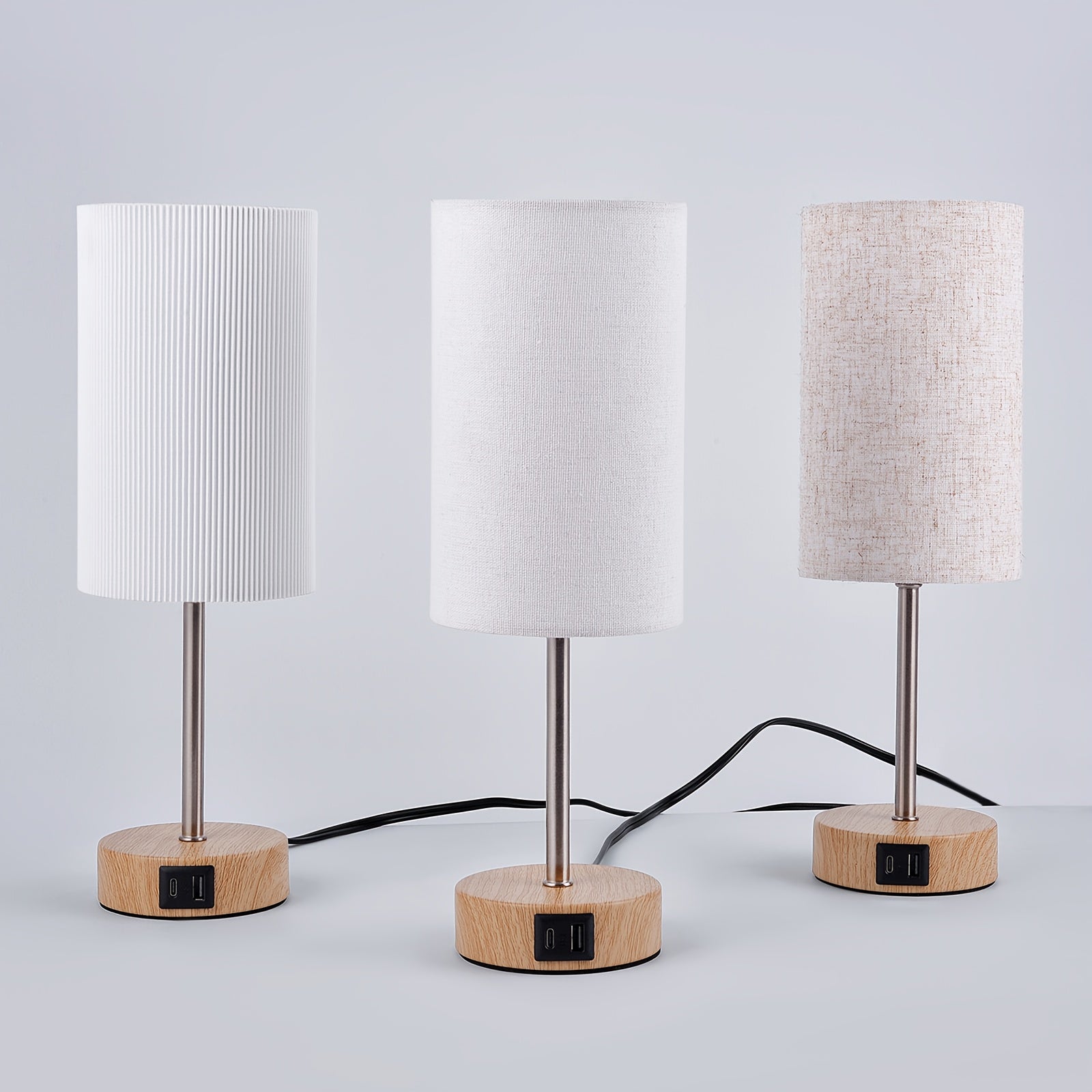 Moktan Sabai 2-Pack Touch Control USB Table Lamps – 3-Way Dimmable LED Bedside Light Set