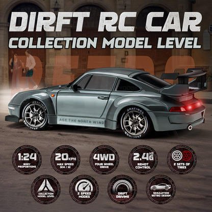 1:24 RC Drift Racing Car – 2.4GHz High-Speed Remote Car with Lights & Tires Moktan Sabai