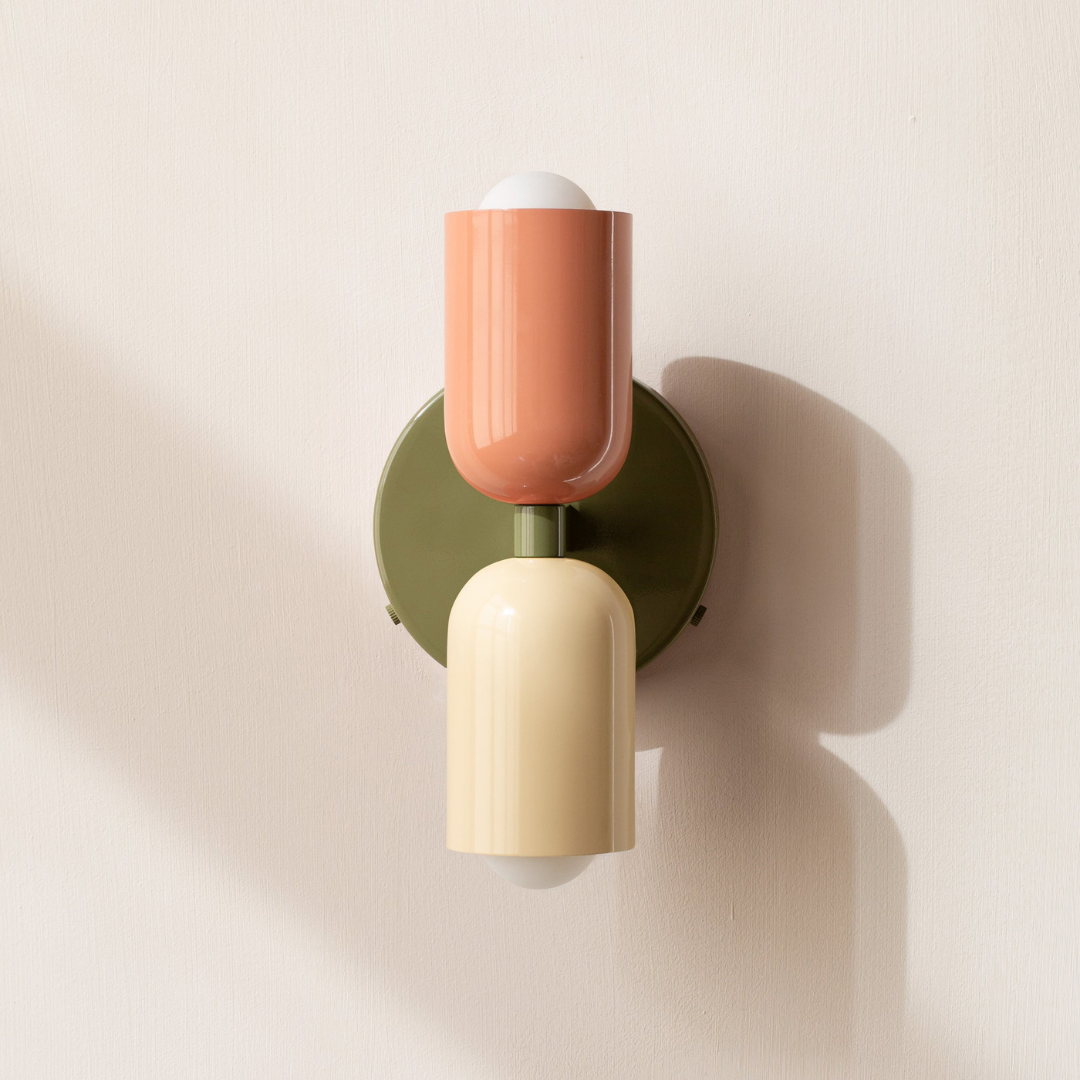 Moktan Sabai Modern Minimalist Cylinder LED Wall Sconce Iron Indoor Wall Light Salmon White Green