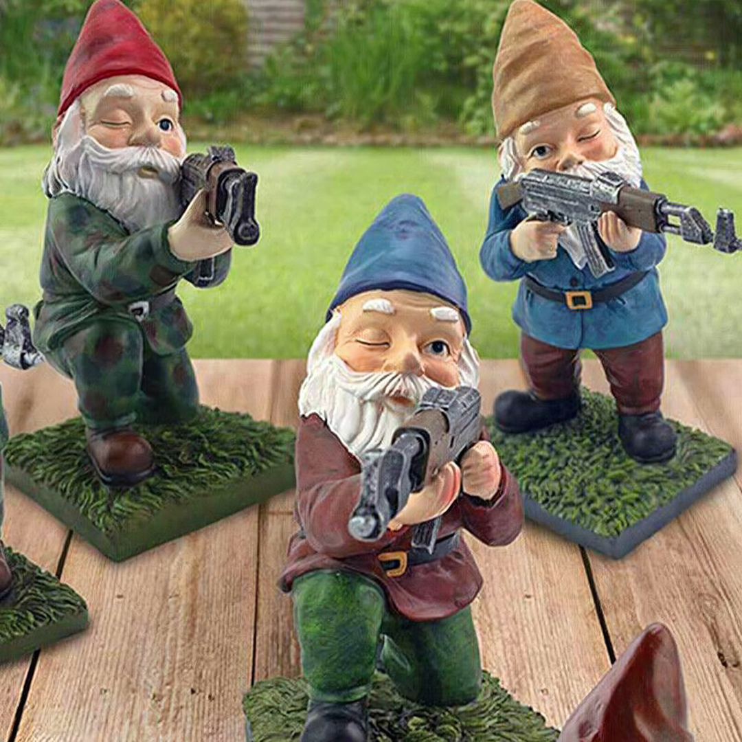 Moktan Sabai Military Garden Gnome Statue Guerrilla set