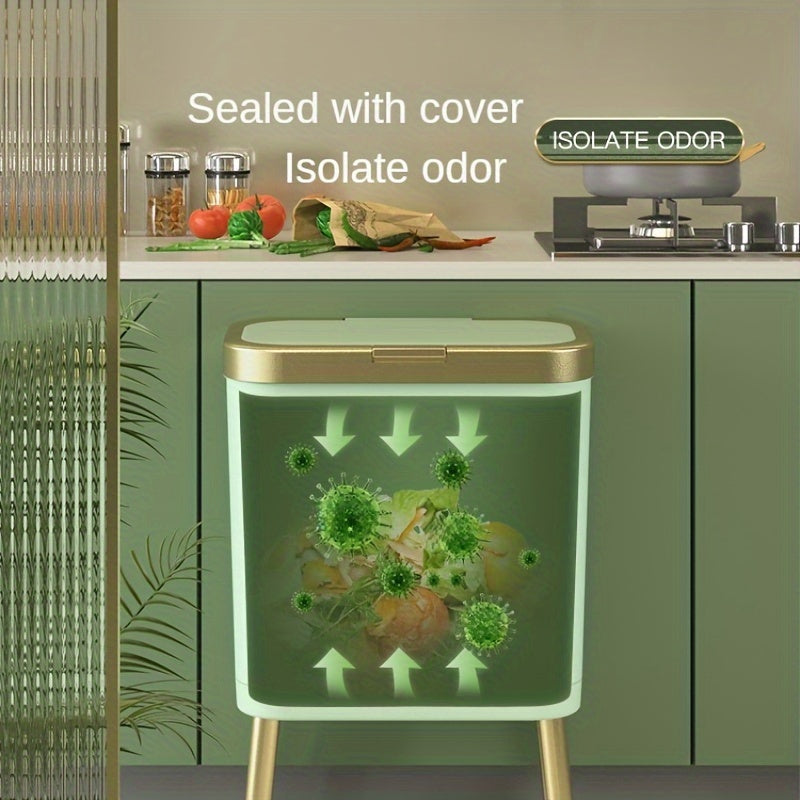 Moktan Sabai 15L Slim Trash Can with Lid Odor Sealing Bathroom Kitchen Bin
