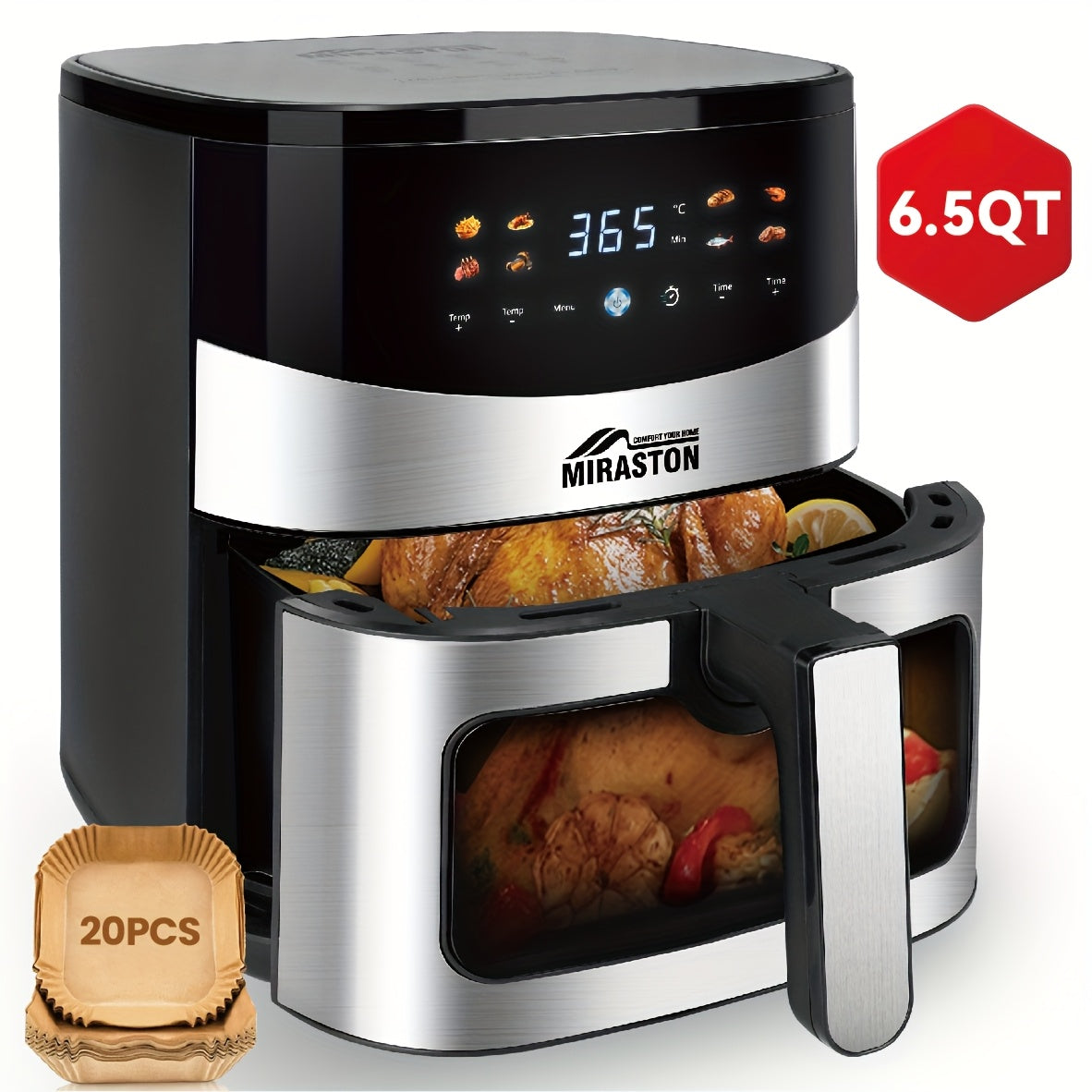 Smart Touch Air Fryer 6.5QT/2.8QT – View Window, 8 Presets, Dishwasher Safe Moktan Sabai