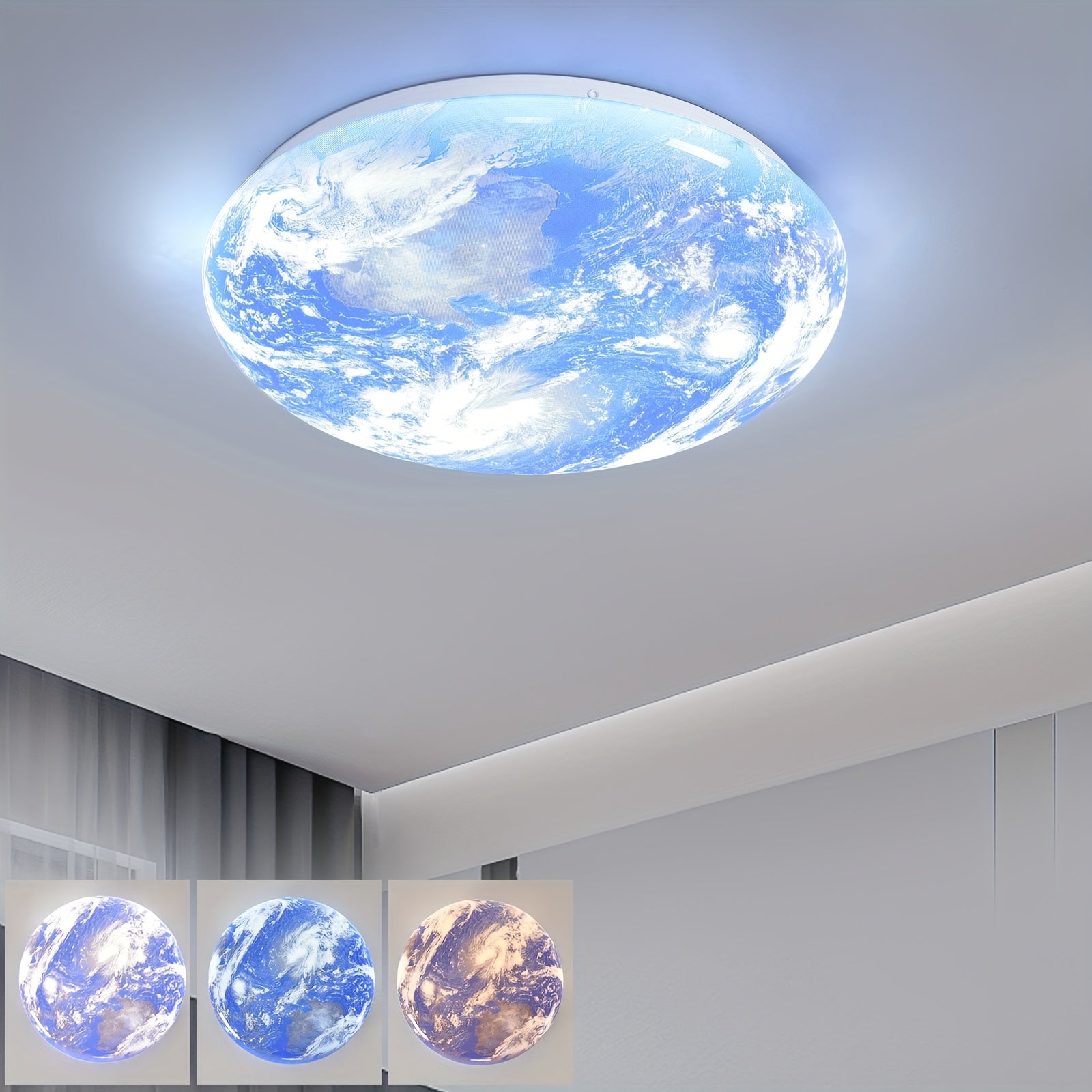 Moktan Sabai Modern LED Flush Ceiling Light Earth Globe 3CCT Daylight White Smart Control