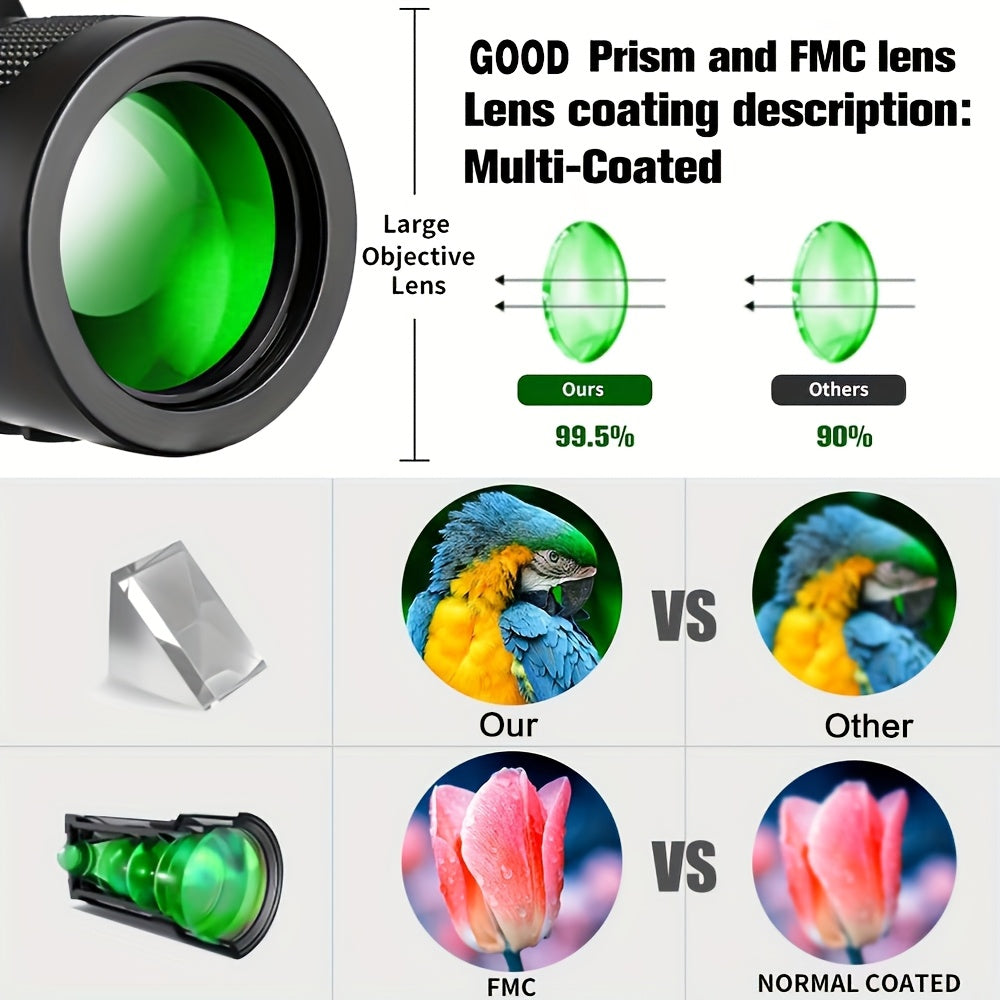 10x42 Monocular Telescope for Adults, HD Portable Scope for Bird Watching & Hiking